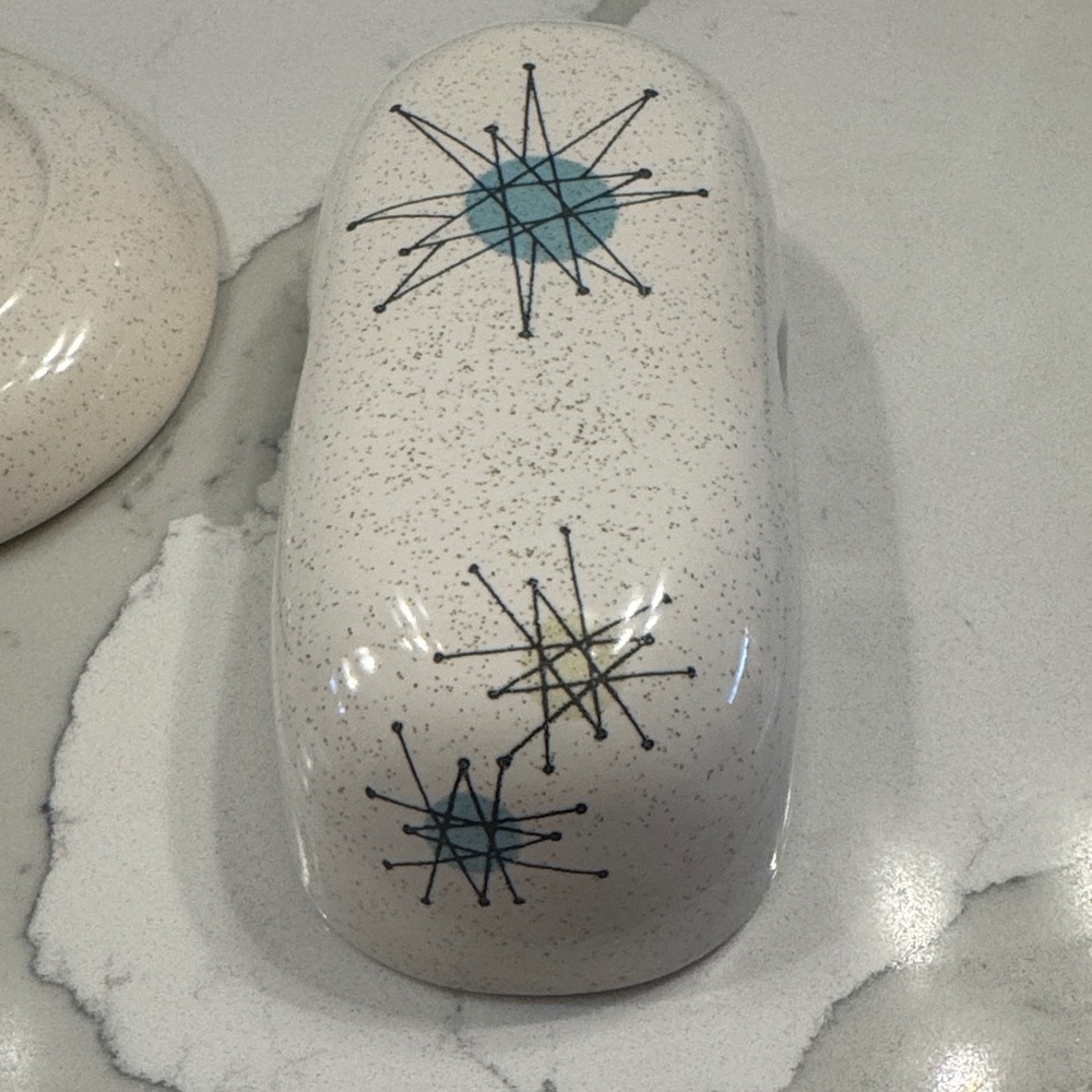 Franciscan Mid-Century Modern Butter Dish with Atomic Starburst Design - Picture 5 of 7